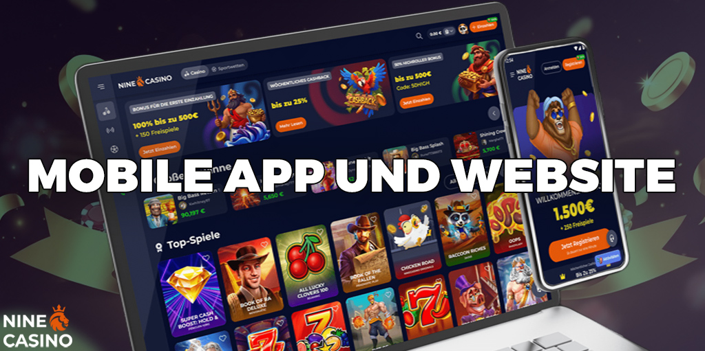Ninecasino Mobile Application ist ein vollständiges Analogon der Website.